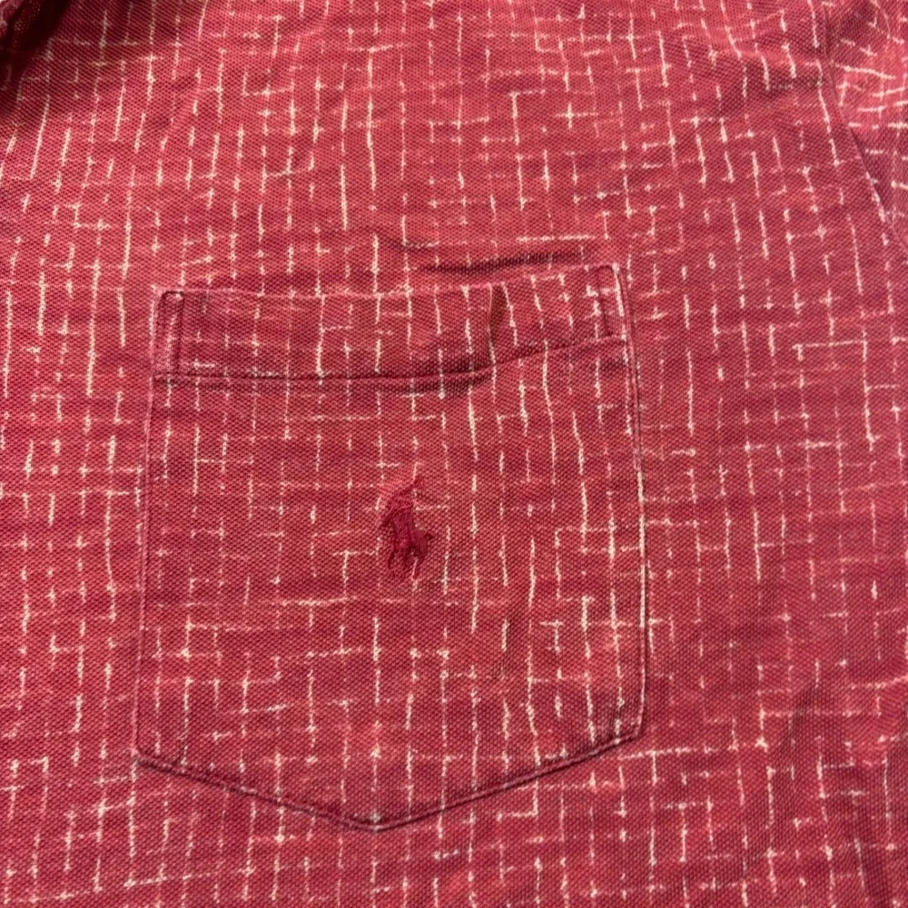Polo Ralph Lauren Polo Shirt Mens XL Red Grid Pattern Short Sleeve Chest‎ Pocket